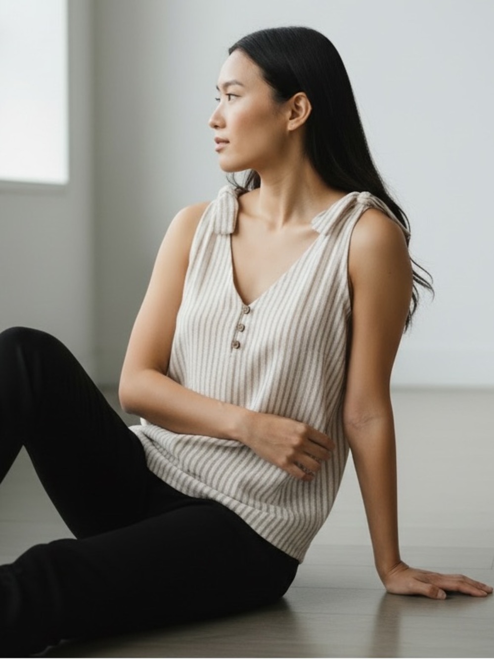 A.N.A. A New Approach Striped Tie Shoulder Tank Top XS